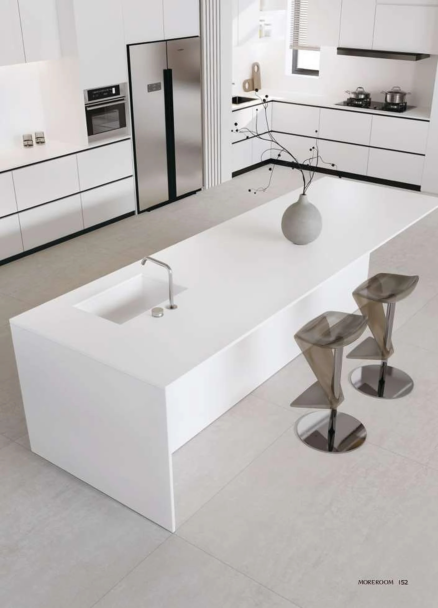 White Stone sintered stone installed