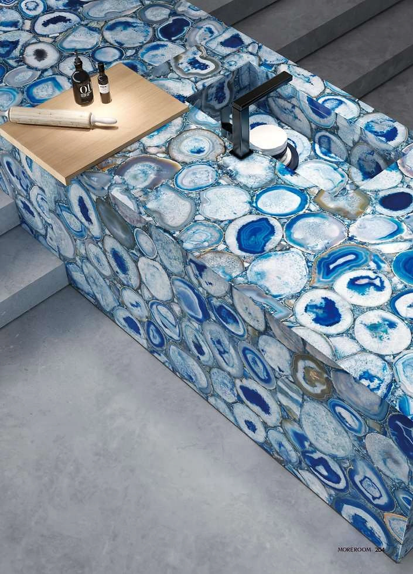 Blue Agate sintered stone installed