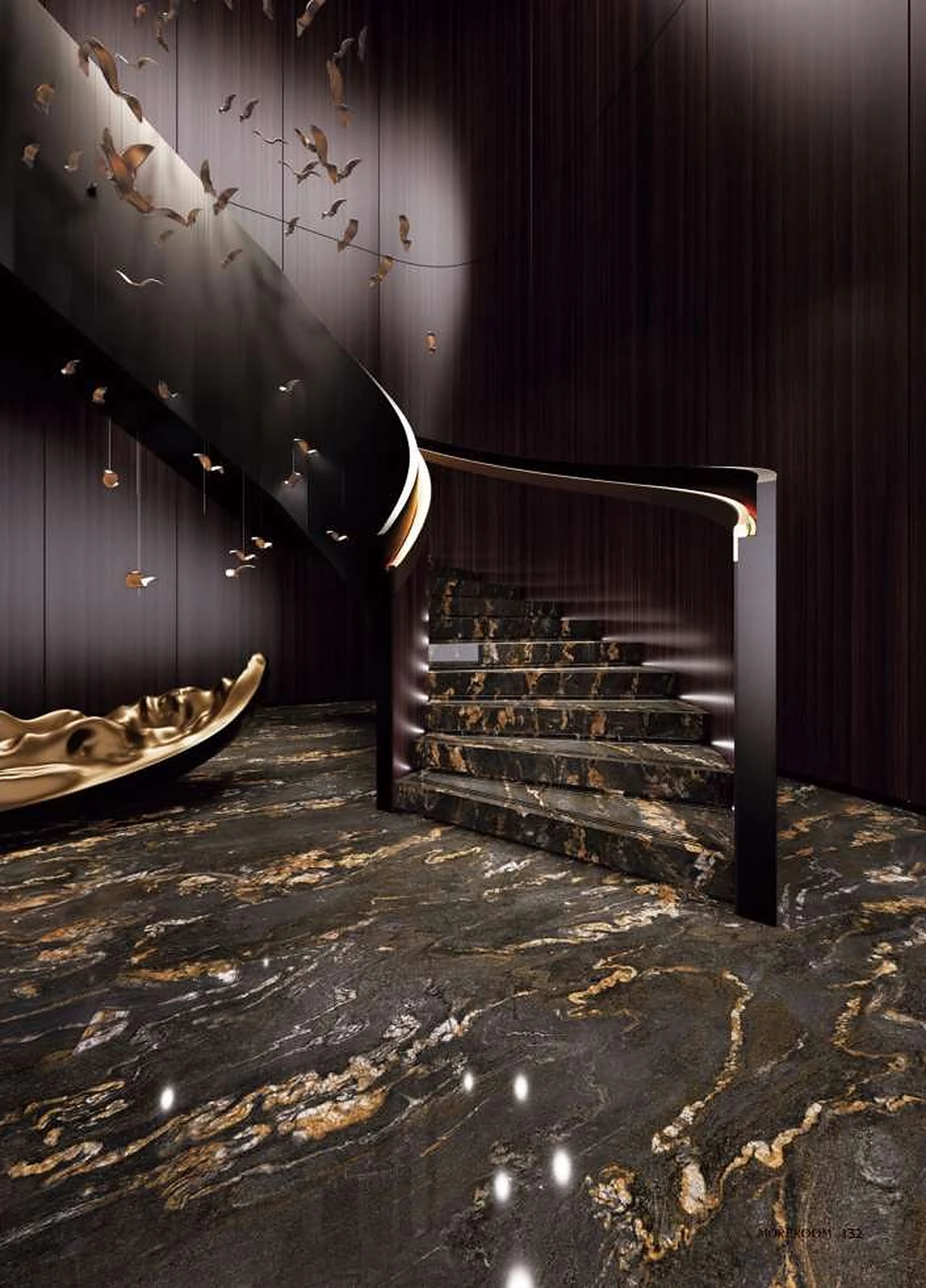 Gold Damascato sintered stone installed