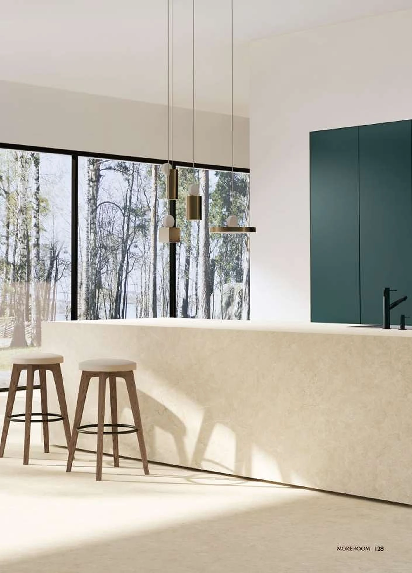 Crema Marfil Extra sintered stone installed