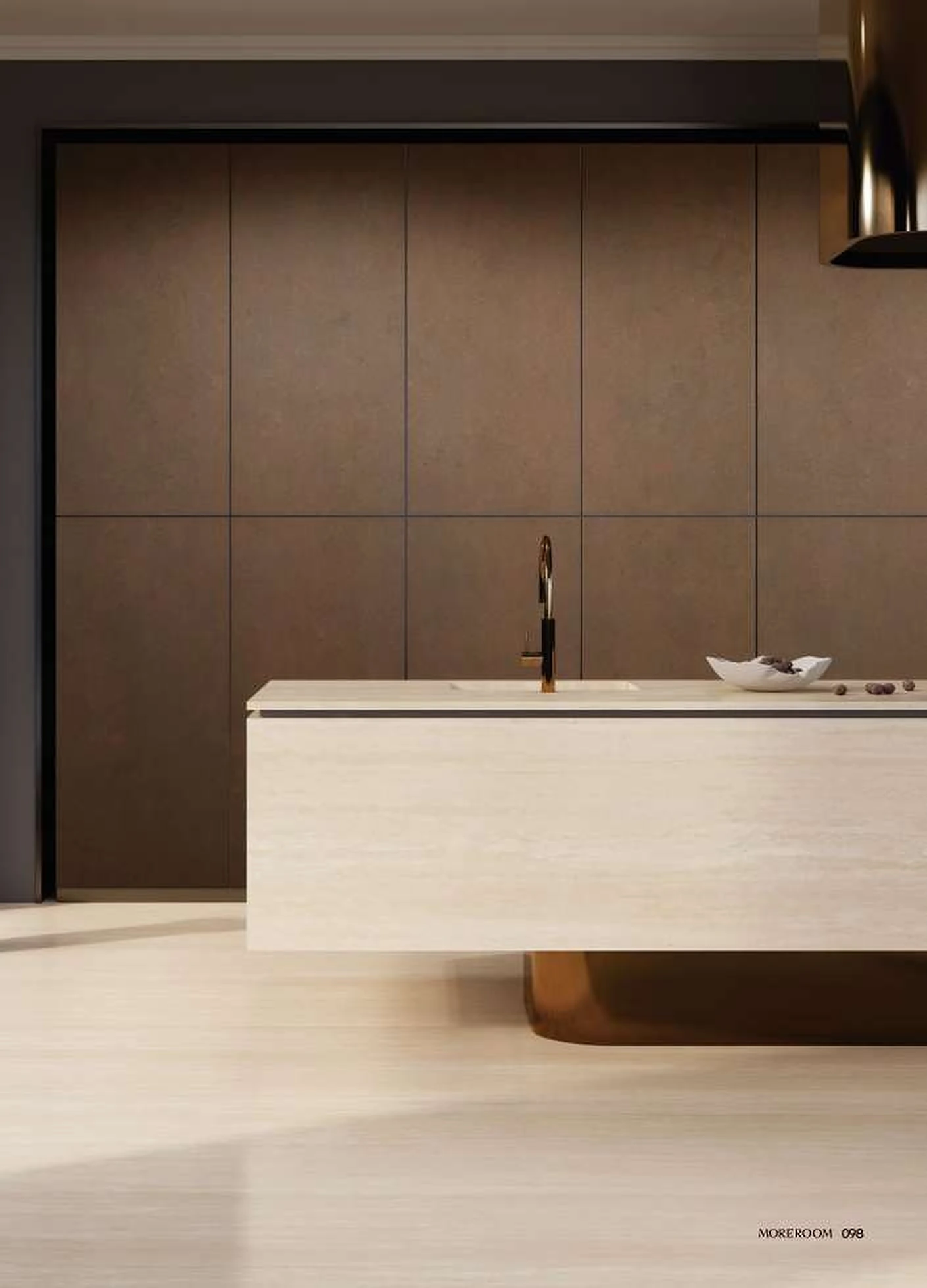 Roman Travertine sintered stone installed