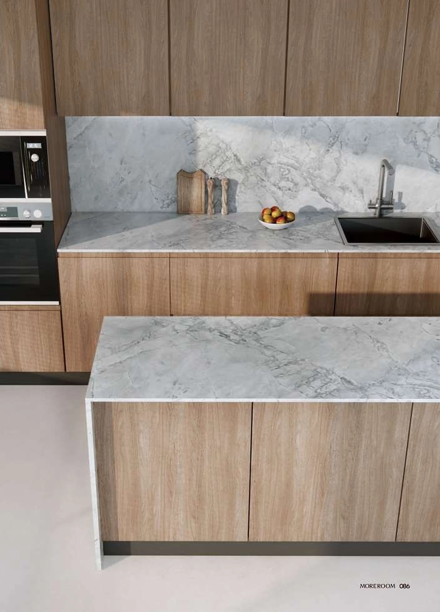 Classic Super White sintered stone installed