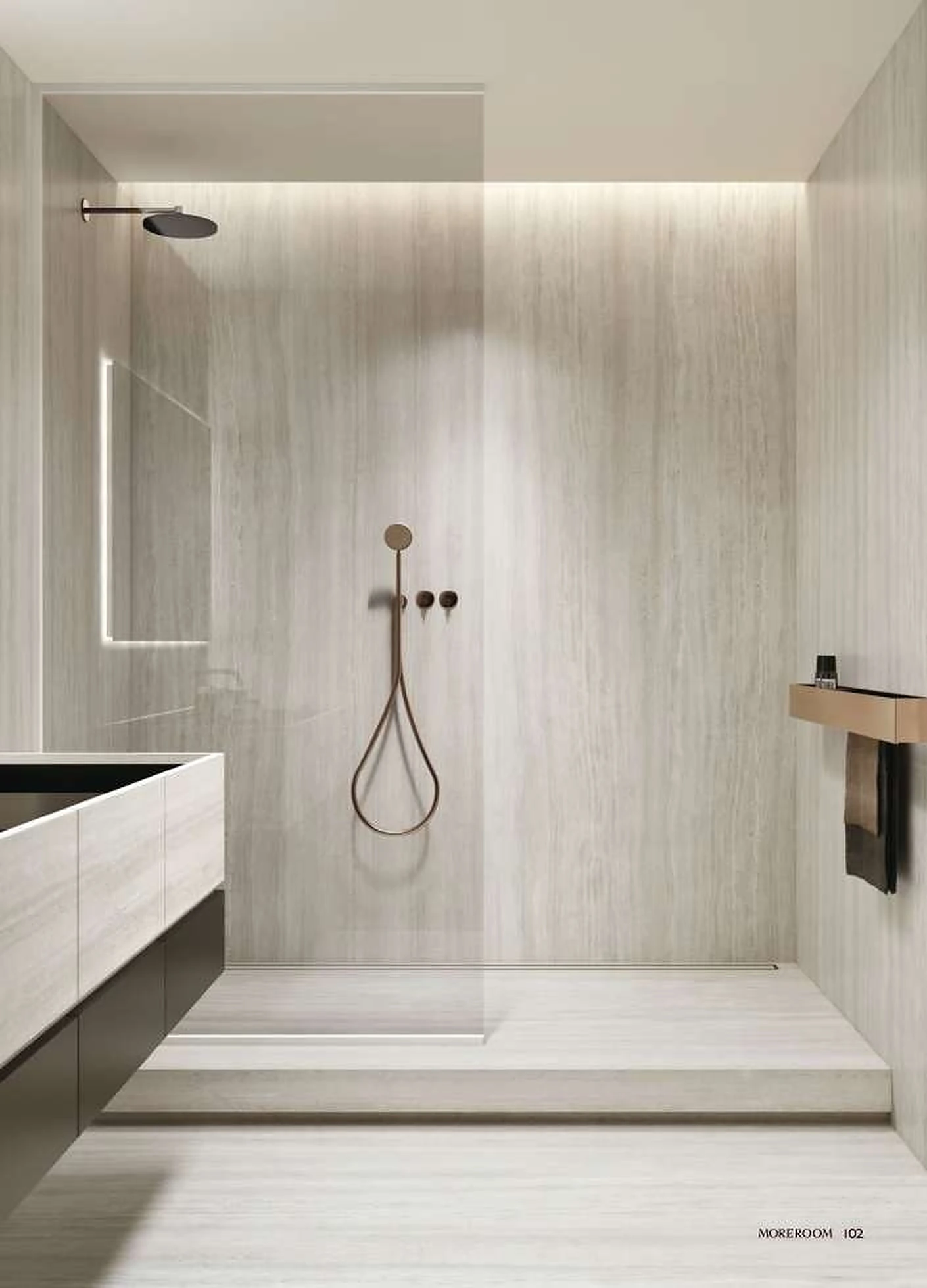 Travertine Silver sintered stone installed