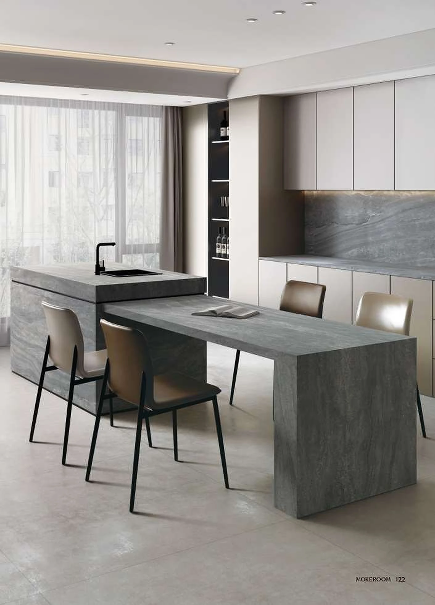 Basaltina Antracite sintered stone installed