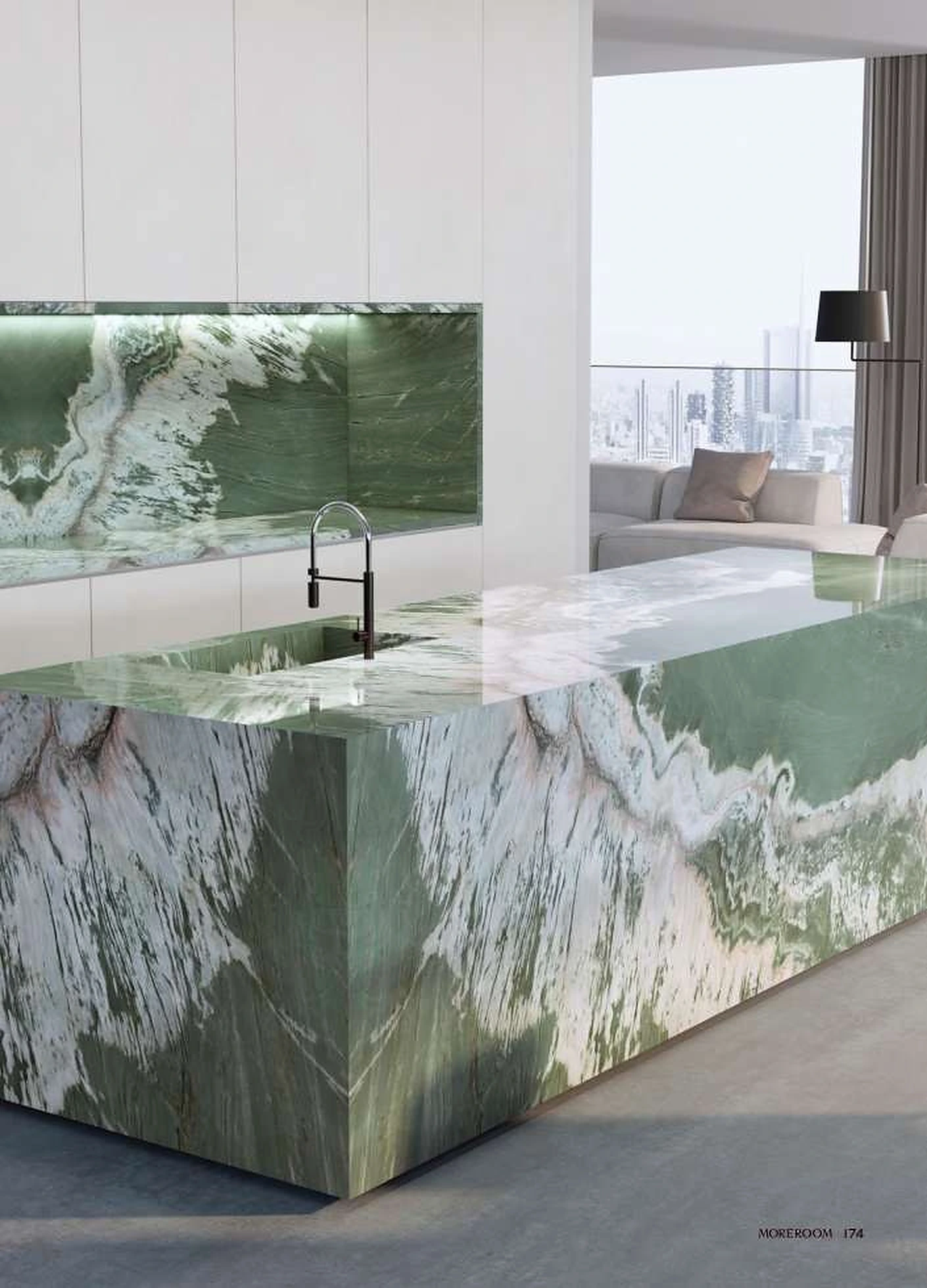 Verde Maestro sintered stone installed