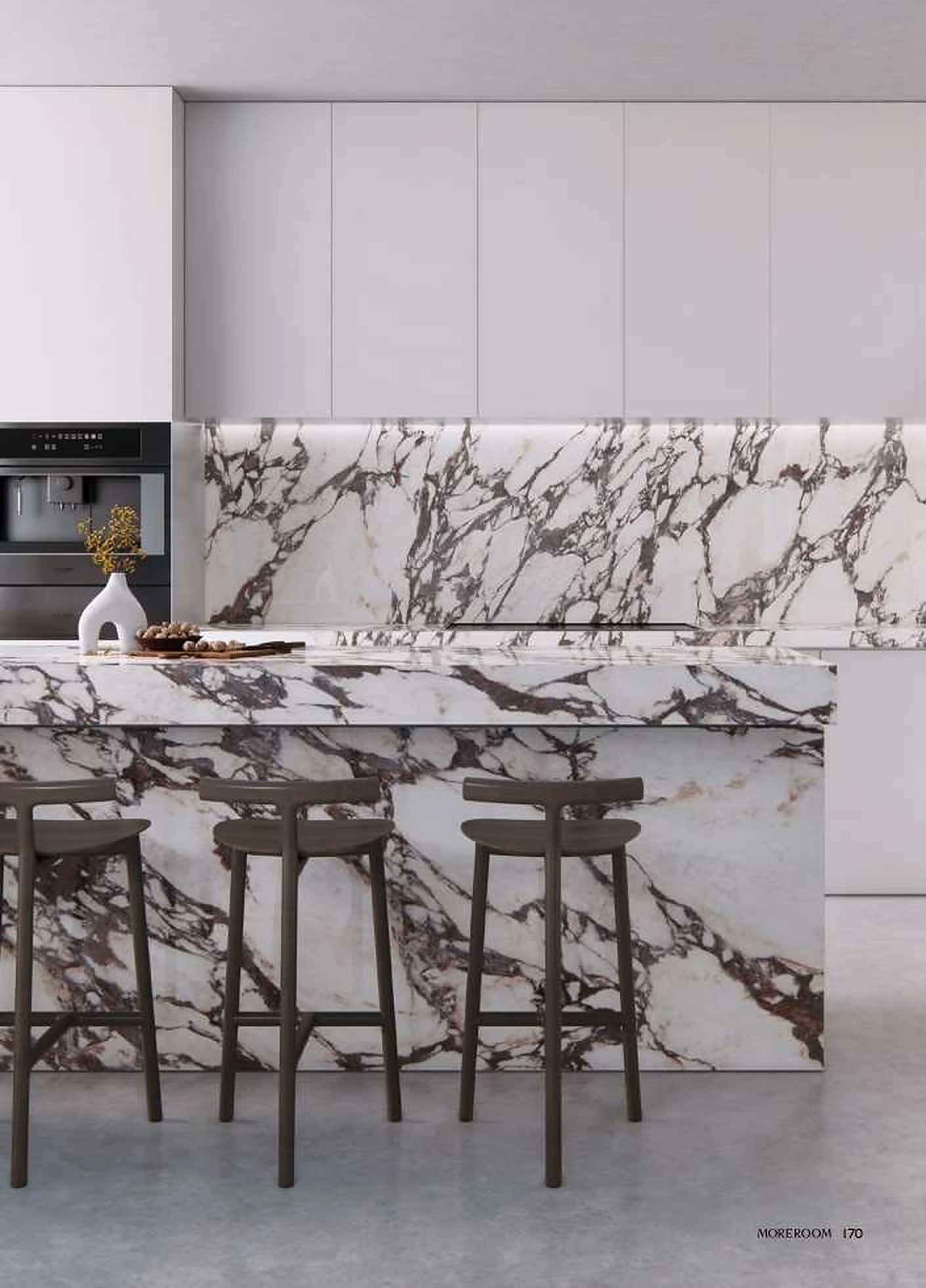 Bulgari Calacatta Viola sintered stone installed
