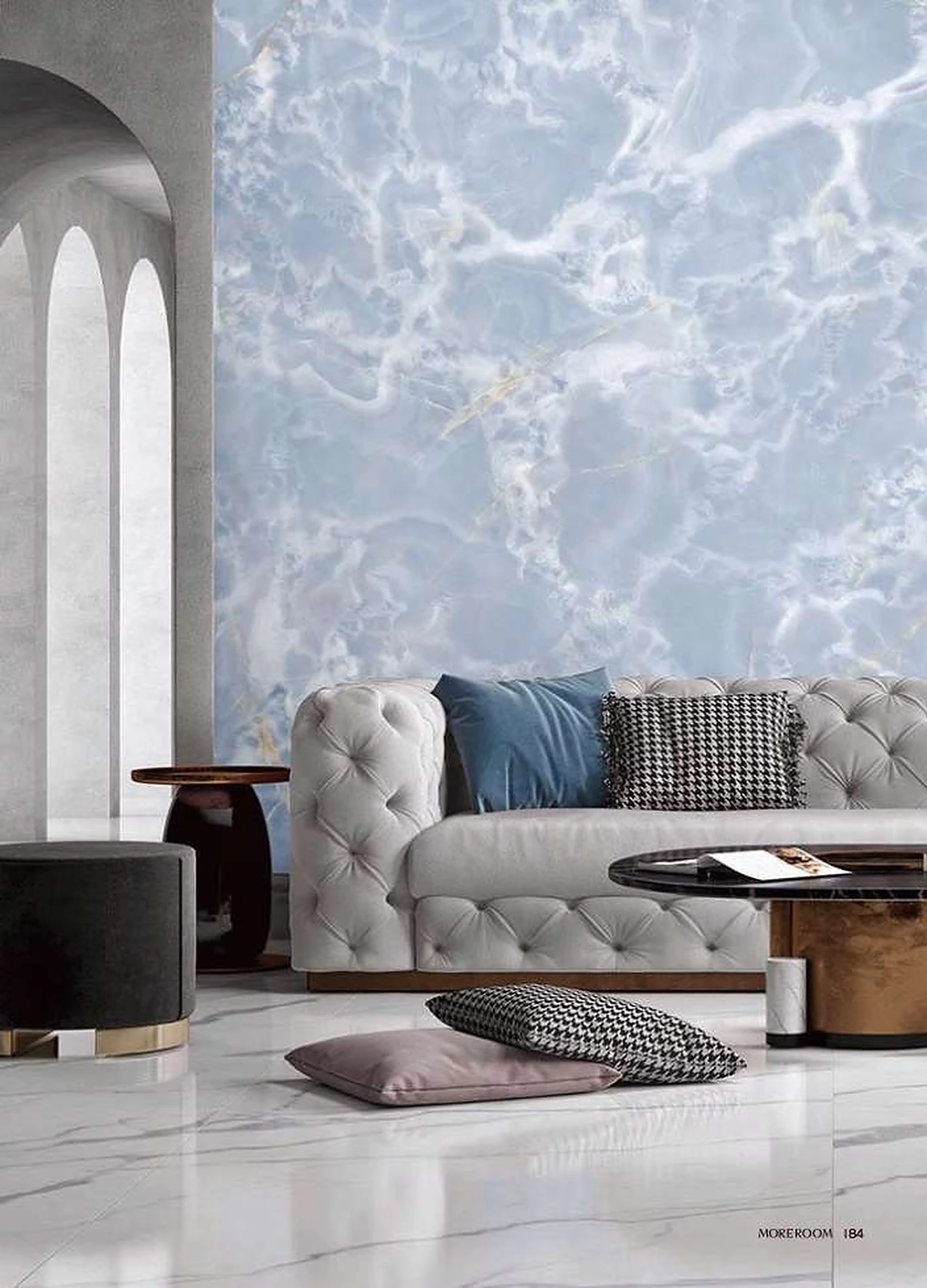 Blue Onyx sintered stone installed