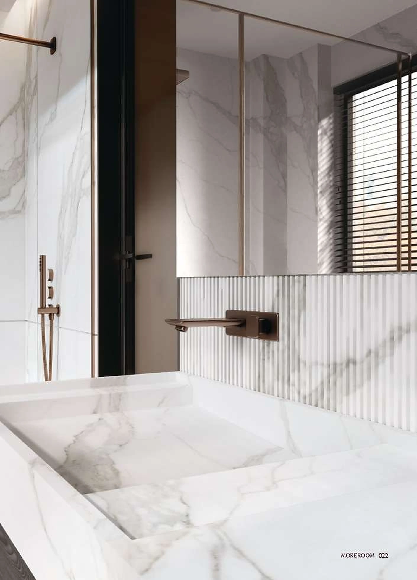 Calacatta Venato sintered stone installed